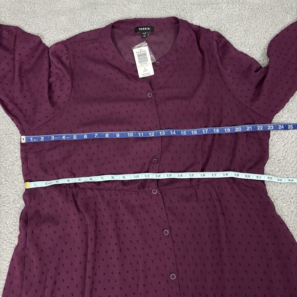 Torrid Woman Sheer Kimono Clit Dot Texture Plus sz 1X Button Front Lace Fairy - Picture 10 of 16